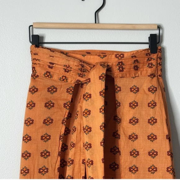 Anthropologie & Other Stories Skirt Printed Tie Front Midi Skirt Orange Size 4 - Picture 6 of 16